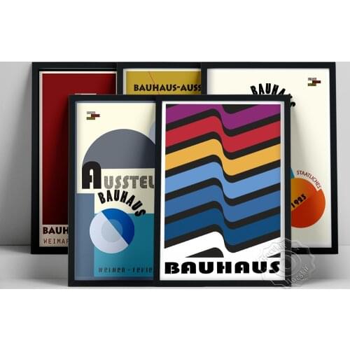 Bauhaus Artist Exhibition Poster, Herbert Bayer Modern Minimalist Print, Geometric Architecture Wall Art, Bauhaus Weimar Decor