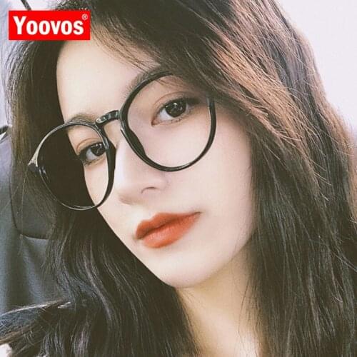 Yoovos 2021 Glasses Frame Women Round Transparent Lens Oversized Plastic Frame Glasses Retro Eyeglasses Mirror Gafas Para Leer