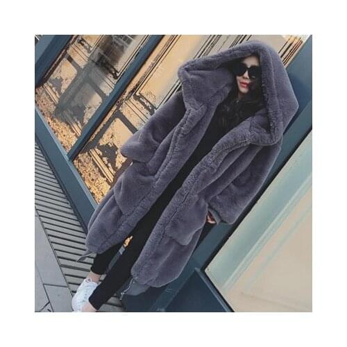 Winter Coat Women Warm Soft Zipper Fur Jacket 2020 New Fluffy Long Hooded Female Plush Overcoat Casual Outerwear LX2330