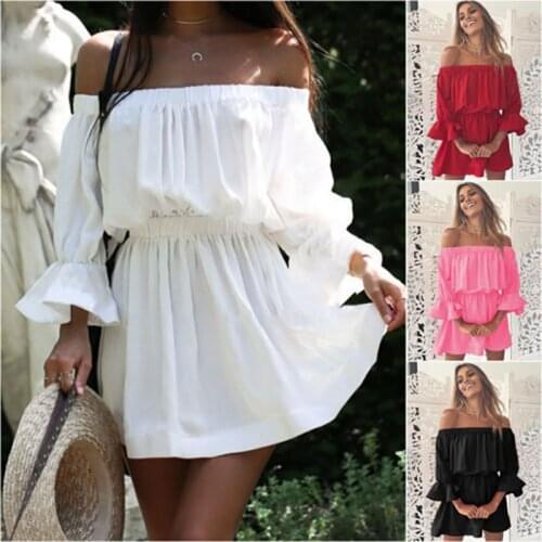 2021 Summer Open Back Sexy Dress Ladies Casual Loose-chest Wrapped Holiday Beach Mini Pure Color Dress
