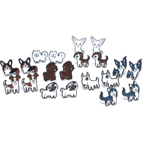 1pair Fashion Cartoon Lovely Beagle Hound Bull Terrier Dog Stud Earring For Women Girls Animal Earrings Jewelry