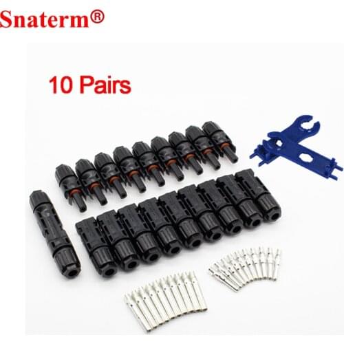 10 pairs x solar connector + 1 pair Spanner male female use for 2.5mm2/4mm2/6mm2 solar Cable Solar Panel branch series Connect