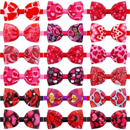 100pc Small Dog Bows Valentines Day Dog Bow Tie Love Style Pet Dog Cat Bowties Neckties Pink Love Pet Supplies Dog Accessories