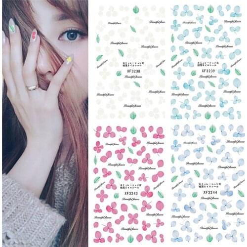 14 Designs Nail Stickers Set Mixed Floral Geometric Nail Art Water Transfer Decals Sliders Flower Leaves Manicures Decoration