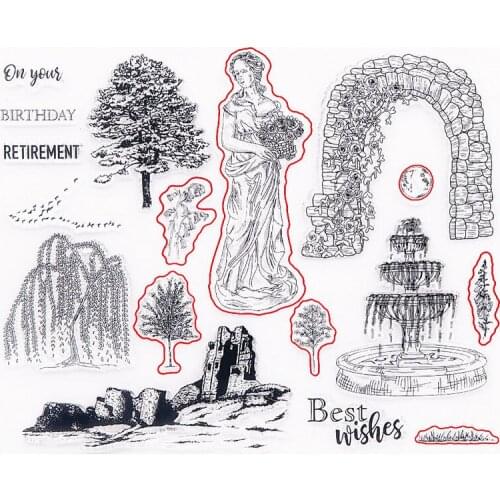 22x17.5cm Garden lady Transparent Seal Clear Stamps Cutting Dies Roller Stamps DIY Scrapbook Album / Card Production Easter