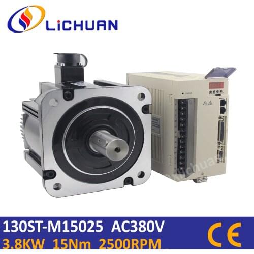 3.8KW servo motor with driver set AC380V 3Phase 130ST-M15025 15Nm 2500rpm for large CNC lath machine