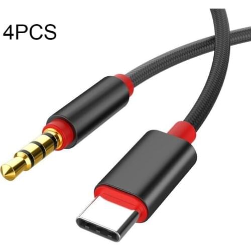 4 PCS 3.5mm To Type-C Audio Cable Microphone Recording Adapter Cable Mobile Phone Live Sound Card Cable