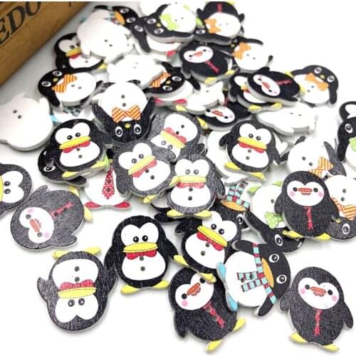 50 pcs Wholesale DIY Accessories Wood Baby Kids Penguin Sewing Craft WB317