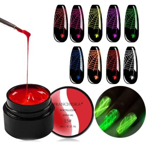 9 Colors Nail Art Drawing Gel Polish Neon Painting Silk Line Elastic Paint UV Gel Soak Off Glow In The Dark Lacquers Manicure