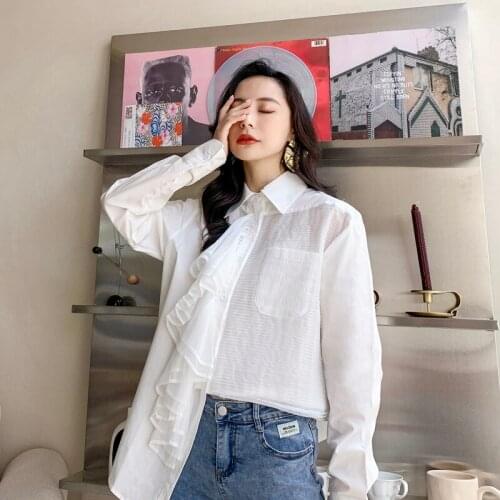 AKSAYA Spring Summer New Women Mid-Length Vintage Shirt Long Sleeve Women Cotton Blouse Shirt Loose Female Luxry Tops