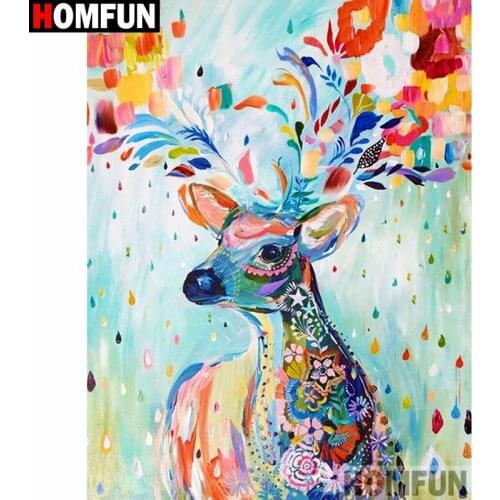 HOMFUN Full Square/Round Drill 5D DIY Diamond Painting "Color deer" Embroidery Cross Stitch 3D Home Decor Gift A10366