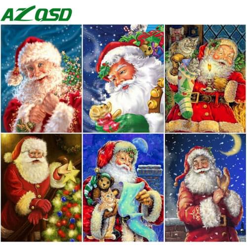 AZQSD Diamond Painting Set Santa Claus Picture Of Rhinestones Home Decoration Diamond Embroidery Cartoon Mosaic Wall Sticker