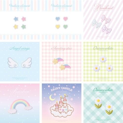 Boutique 10pcs Fashion Embroidery Castle Rainbow Star Bow Daisy Cartoon DIY Patch for Brooch Cloth Decoration Accessories