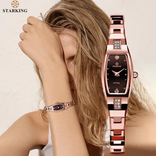 STARKING Jewelry Watch Woman Quartz Sapphire Crystal Watch Tungsten Steel Wristband Small Dial Ladies Clock montre femme 2020