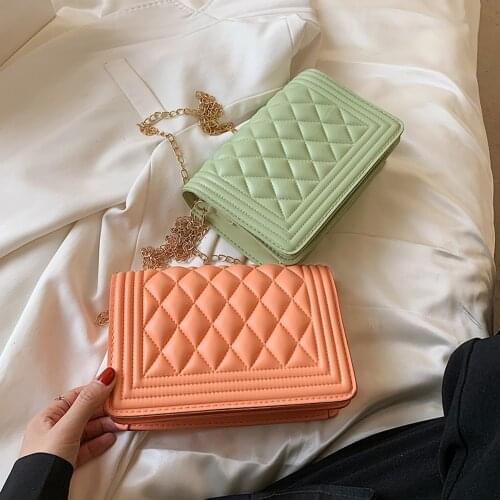 Ladies Baguette Flap Bags Small PU Leather Shoulder Bags for Women Handbag Female Travel Lattice Pattern Handbags