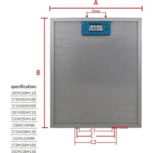 Range hood filter Exhaust hood metal dust filter Cooker Hood Mesh Filter Metal Grease Filter 262X340 270X385 375X303 267X305