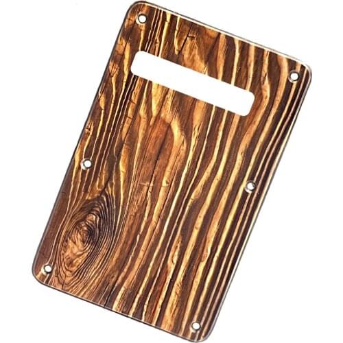 FLEOR Wood Color Electric Guitar Tremolo Cavity Cover Back Plate 3Ply with Screws for ST