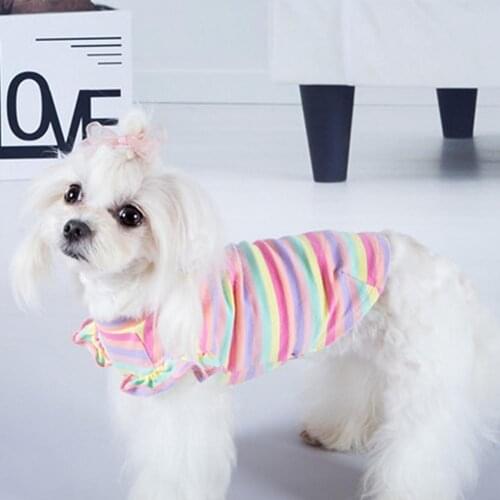 Cat Dog T-shirt Cute Stripe Design Clothes Pet Warm Supplies for Spring Summer одежда для собак