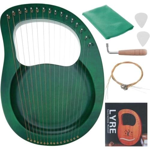 16 Strings Wooden Mahogany Lyre Harp Instrument with Pickup Tuning Wrench Cleaning Cloth Beginner Gift Musical Instrument