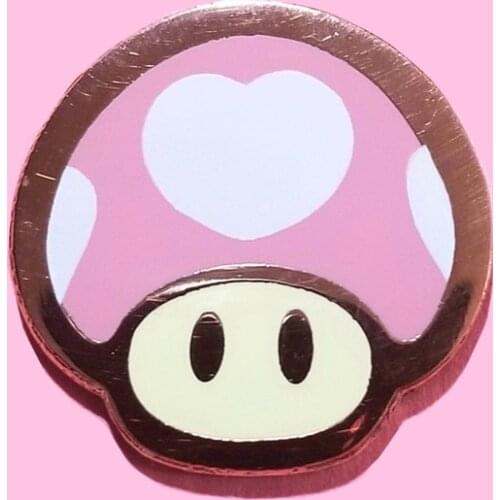 Kawaii Heart Shroom Hard Enamel Pin Fashion Cartoon Plant Pink Mushroom Medal Brooch Unique Lapel Backpack Pins Jewelry Gift