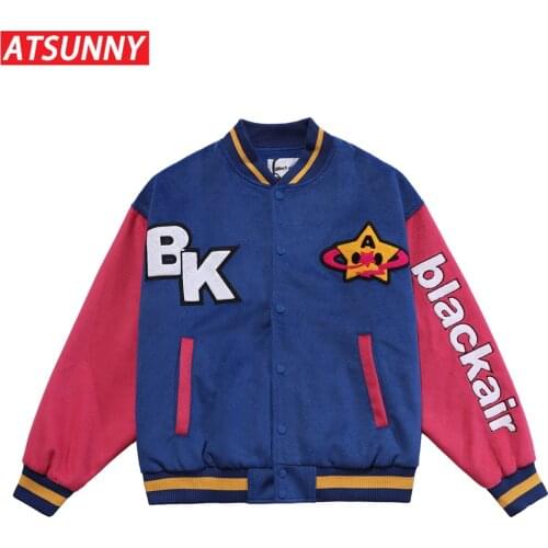 ATSUNNY Winter Coat Men Hip Hop Men Baseball Jacket Harajuku Retro Varsity Jacket Casual Jacket Fashion Coat Streetwear Tops