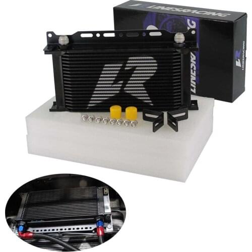 LINESRACING UNIVERSAL 19ROW AN-10AN Engine Racing OIL COOLER Black/Silver+Mounting Bracket Kit