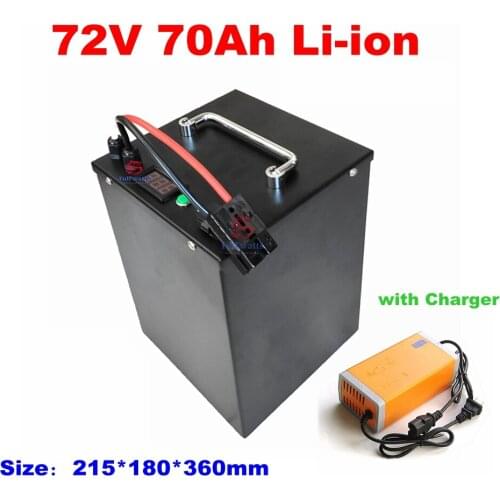 Lithium ion battery 72v 70Ah li-ion with 100A BMS for 6000w 7200w bicycle bike tricycle scooter Forklift +10A charger