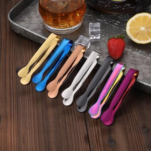 Multicolor Stainless Steel Clip Ice Tong Bread Food BBQ Clip Barbecue Clip Cube Sugar Ice Tongs Tool Bar Kitchen Utensils