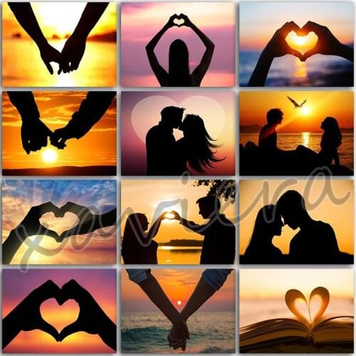 Xaviera 5D Diy Diamond Painting Kit Sunset Landscape Love Romantic Full Round Drill Embroidery Mosaic Cross Stitch Kit Artworks