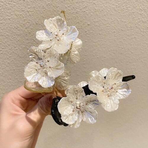 Oaoleer 2021 New Women Elegant Shell Flower Plastic Hair Claws Simple Temperament Hair Clips For Girl Fashion Headwear