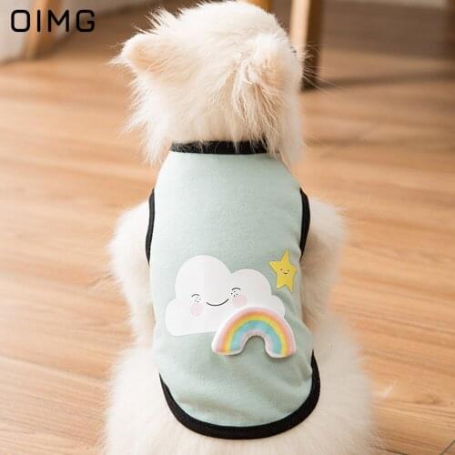 OIMG Dog Clothes Summer Cute Rainbow Clouds Cat Pet Vests Cartoon Breathable Dog T-Shirt For Small Dogs Chihuahua Pomeranian