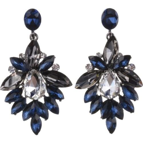 Luxury Blue Stone Earrings For Women Charm Glass Beads Water Drop Statement Earrings Bohemia Fashion Accessories