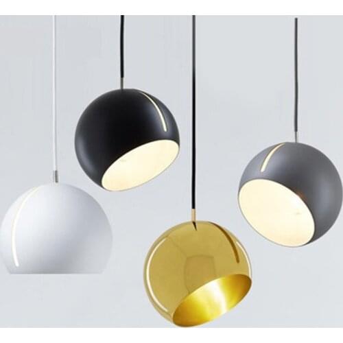 Northern Europe Simple ball Pendant lights 20cm 25cm Black E27 Pendant lamps Restaurant Lighting Fixture MJ1124