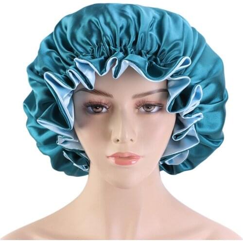 Extra Large Satin Sleep Cap High Quality Bathroom Shower Cap Protect Hair Bonnet Nightcap Double Layer