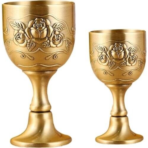 Vintage European Antique Bronze Handmade3D Carving Wine Glass Creative White Wine Home Russian Goblet Wine Cup For Wine