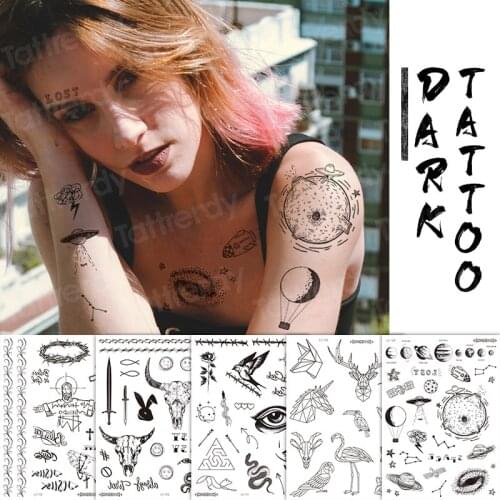 Temporary face tattoos black sketches tattoo designs small waterproof neck tattoo for boys girls temporary tattoos custom sheet