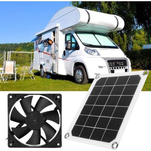 5V10W 6 Inches Outdoor Solar Panel Powered Exhaust Fan IP65 Waterproof Portable Exhaust Fan For RVs Dog Chicken House Greenhouse
