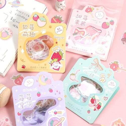 Yoofun 45 Pcs/Pack Lovely Sweetheart Strawberry Paper Sticker Album Diy Diary Sticker Handbook Decoration Label Scrapbooking