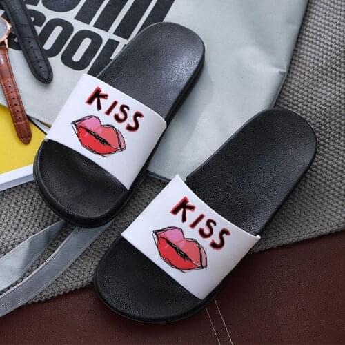 Kiss Lips Pattern 2021 New Slippers Female Summer Fashion Simple leisure Open Toe Flip Flops Outdoor Beach Slides Sandals
