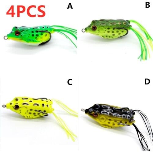 1PC/4PCS Soft Frog Fishing Lures New Frog Artificial Soft Bait Treble Hooks Top Water Ray Carp Fishing Frog Lure Fishing Tackle