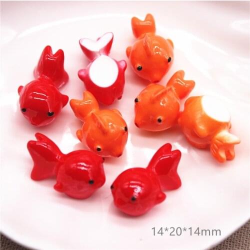 10pcs Kawaii Resin 3D Cartoon Golden Fish Miniature Figure Flatback Cabochons DIY Home Decoration Craft Scrapbook