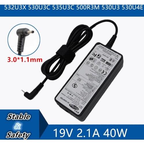 19V 2.1A 40W 3.0*1.1mm Laptop AC Adapter DC Charger Connector Port Cable For Samsung 532U3X 530U3C 535U3C 500R3M 530U3 530U4E