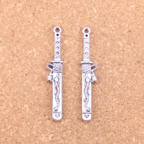 10pcs Charms samurai sword in sheath 44x8mm Antique Pendants,Vintage Tibetan Silver Jewelry,DIY for bracelet necklace