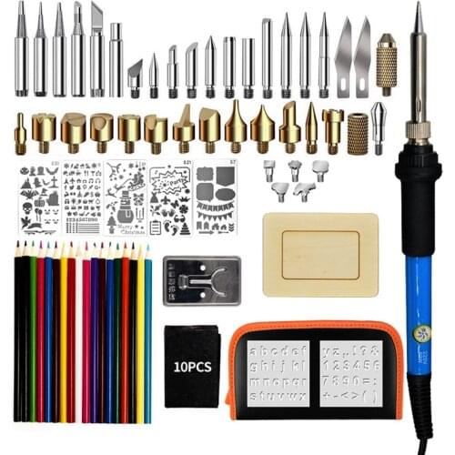 60w electric iron set 79 pieces of adjustable temperature burning brush Engraving iron branding brush set