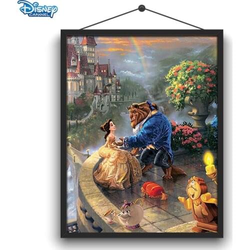 Disney 5D DIY Diamond Painting Beauty and The Beast Movie Scene Full Circle Diamond Embroidery Handmade Interior Decoration