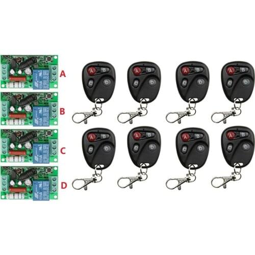 RF Wireless 220V 10A 1CH Remote Control Switch 4 Receiver & 8 Transmitter 315/433 MHZ Smart Home Switch