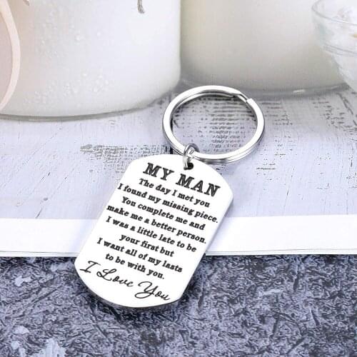 To My Man Keychain I Love You Gift for Hubby Boyfriend Valentines Day Fiance Groom Wedding Couple Girlfriend Wife Birthday Gift