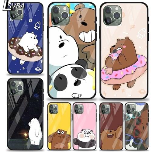 Hot Anime Cute Bear For Apple iPhone 12 11 XS Pro Max Mini XR X 8 7 6S 6 Plus Tempered Glass Phone Case