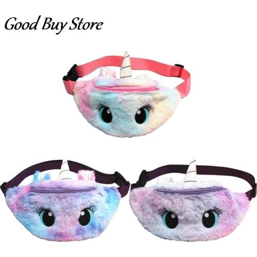 Unicorn Children Chest Bag Soft Plush Warmer Bags Kids Waist Purse Cartoon Fanny Pack Fur Wallets Purses Fashion Belt Pouch