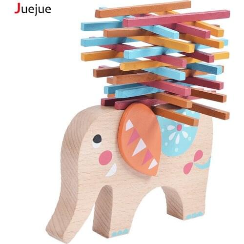 Montessori Childrens Balance Blocks Cartoon Elephant Camel Building Balance Beam Blocks Toys Colorful Wooden Educational blocks